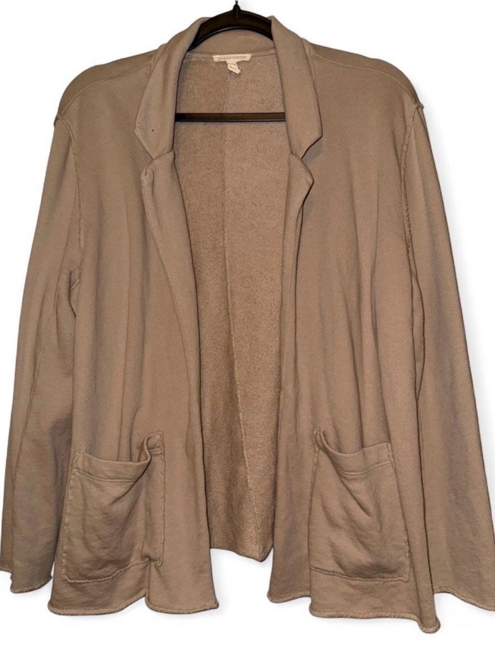 Eileen Fisher Taupe Open-Front Knit Cardigan